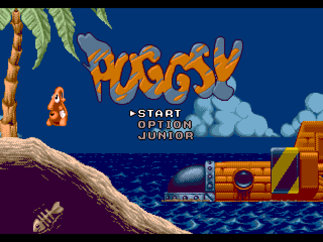 Puggsy Amiga Screenshot: Main menu.