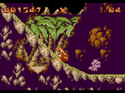 Puggsy for Amiga - Sliding down a ramp.