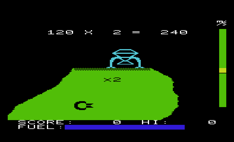 Jupiter Lander Commodore VIC-20 Screenshot: A safe landing.