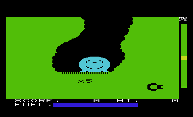 Jupiter Lander Commodore VIC-20 Screenshot: Crash! Don't land too fast or miss the safe landing area...