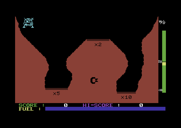Jupiter Lander Commodore 64 Screenshot: Game start.