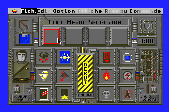 Full Metal Planet Apple IIgs Screenshot: Set up the human and/or computer players.
