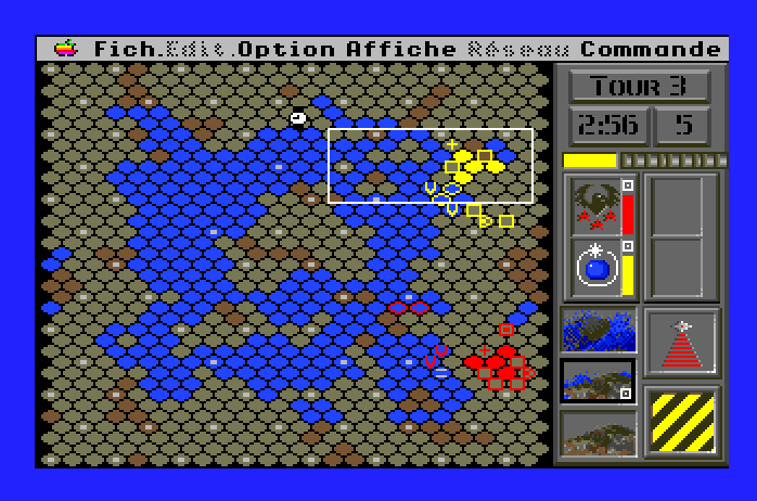 Full Metal Planet Apple IIgs Screenshot: The strategic map shows where each player is located.