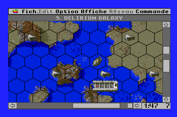 Full Metal Planet Apple IIgs Screenshot: Building some bridges.