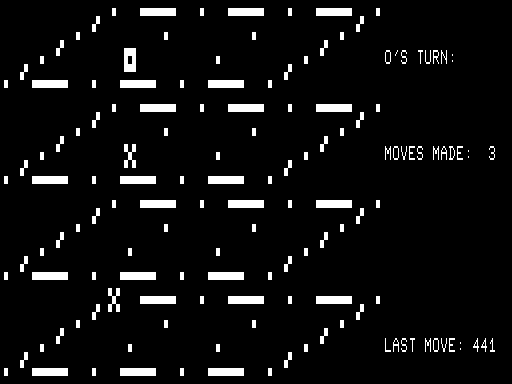 Quad TRS-80 Screenshot: Made 3 moves...where do you want to go next?
