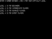 Quad for TRS-80 - Here's the available difficulty levels.