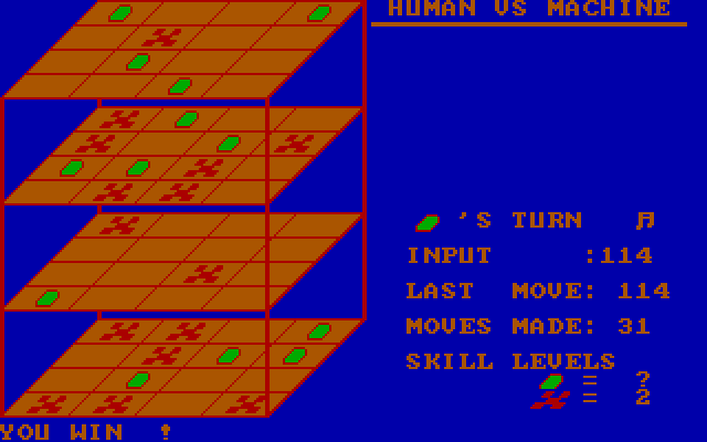 Quad IBM PC/Compatibles Screenshot: The human wins this round!