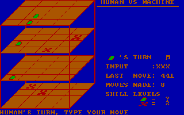 Quad IBM PC/Compatibles Screenshot: Playing a game against the computer.