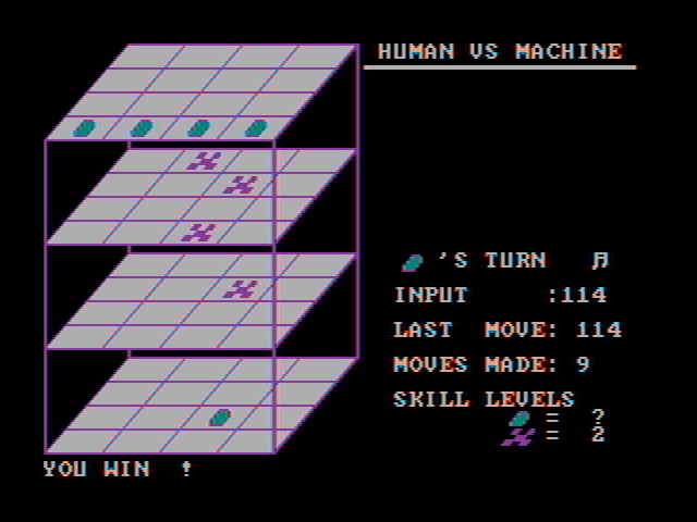 Quad IBM PC/Compatibles Screenshot: The human wins!