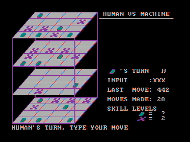 Quad IBM PC/Compatibles Screenshot: Board starting to fill up...what is your next move?