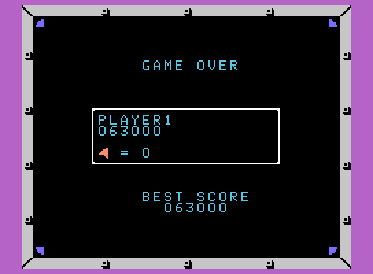 Omega Race ColecoVision Screenshot: Game over.