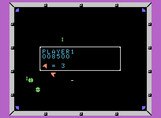 Omega Race ColecoVision Screenshot: Only a few opponents left on this level...