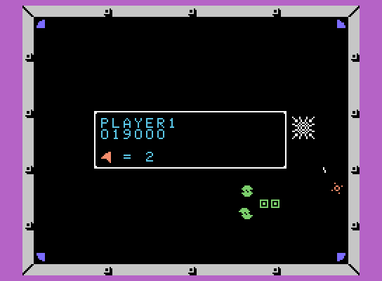 Omega Race ColecoVision Screenshot: Crash! I've been hit...