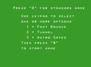 Omega Race for ColecoVision - You can select a few additional game options.