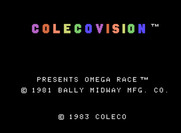 Omega Race for ColecoVision - Colecovision logo and title screen.
