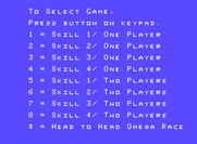 Omega Race for ColecoVision - The main game menu.