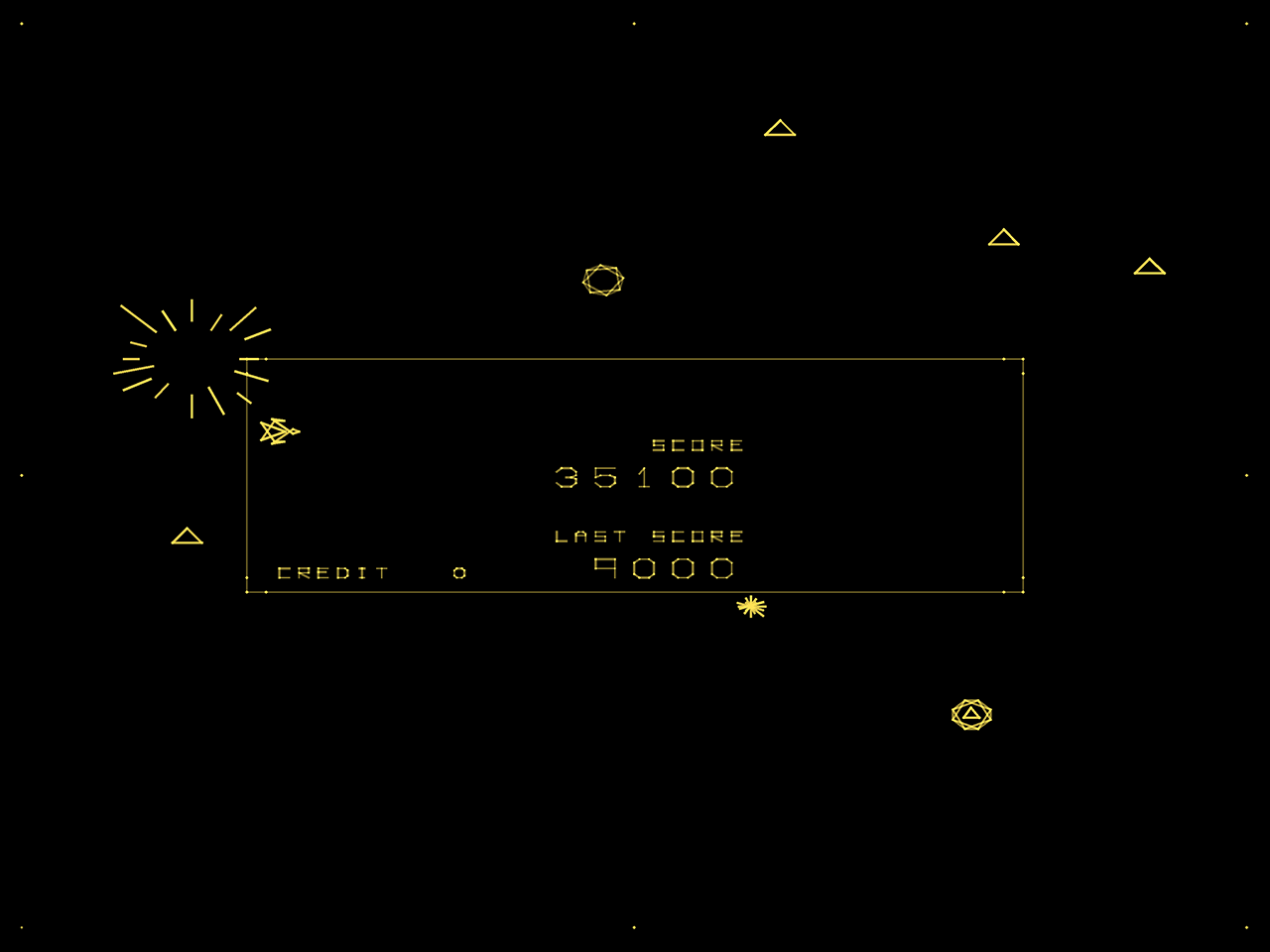 Omega Race Arcade Screenshot: I've been hit again...