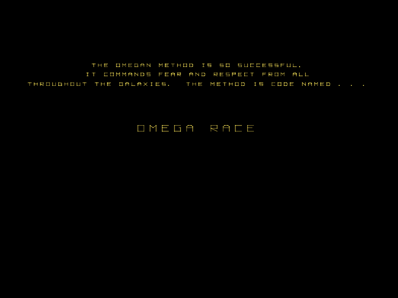 Omega Race Arcade Screenshot: Title screen.
