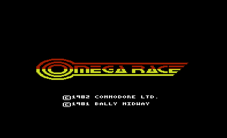 Omega Race Commodore VIC-20 Screenshot: Title screen.