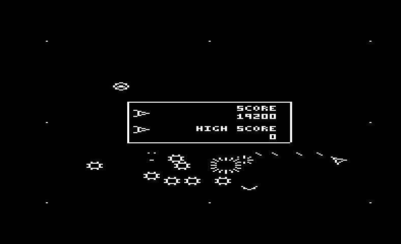 Omega Race Commodore VIC-20 Screenshot: Blasting opponents...