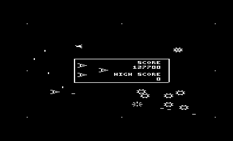 Omega Race Commodore VIC-20 Screenshot: Enemies become more numerous as the game progresses...