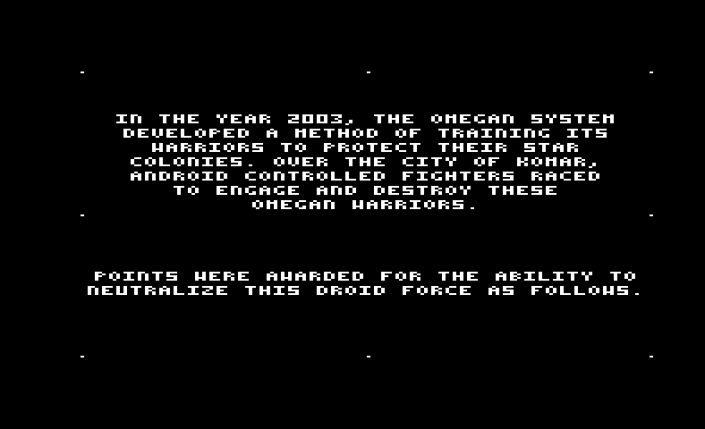 Omega Race Commodore VIC-20 Screenshot: Game demo, part 1.