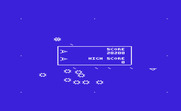 Omega Race for Commodore VIC-20 - Blue background, one of several available color selections.