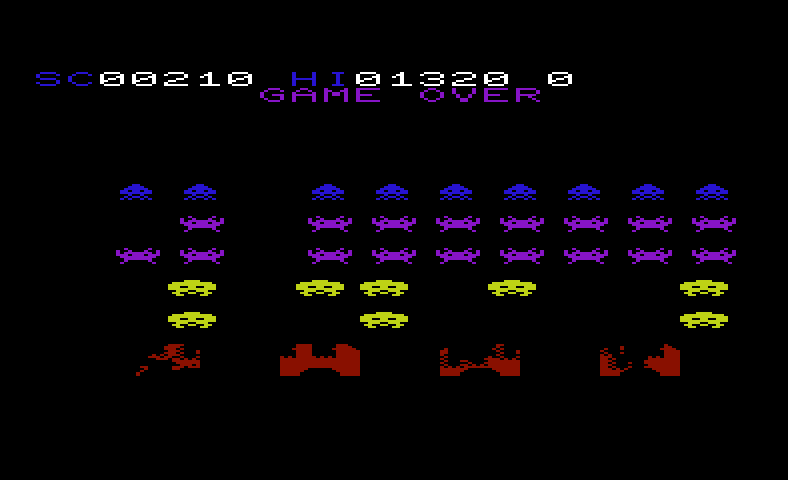 VIC Avenger Commodore VIC-20 Screenshot: Game over.
