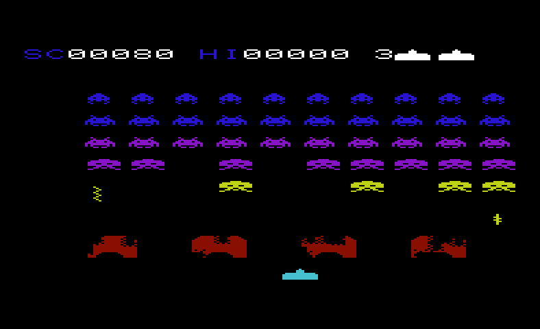 VIC Avenger Commodore VIC-20 Screenshot: Here come alien invaders!