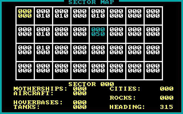 Prowler IBM PC/Compatibles Screenshot: Sector map.