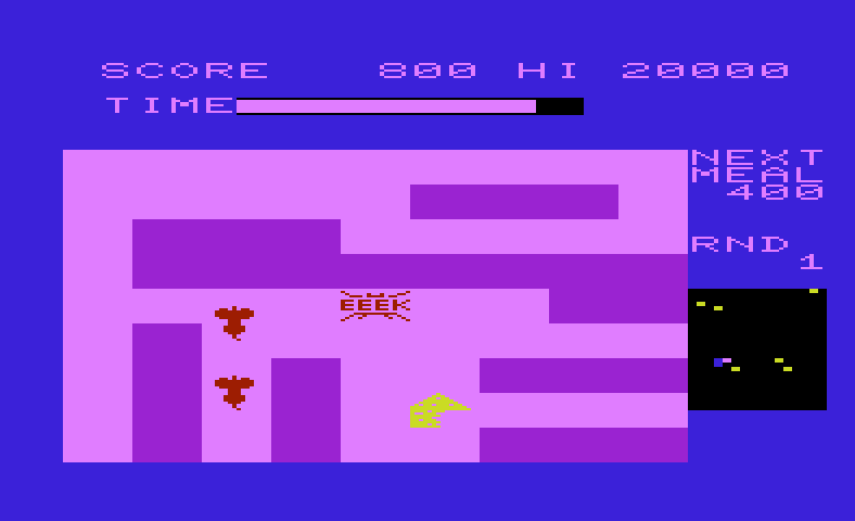 Radar Ratrace Commodore VIC-20 Screenshot: Eeek! So close to the cheese, but got caught...