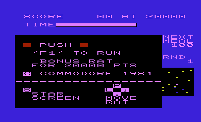 Radar Ratrace Commodore VIC-20 Screenshot: Ready to begin? Here's the game instructions.
