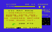 Radar Ratrace for Commodore VIC-20 - Title screen and game instructions.