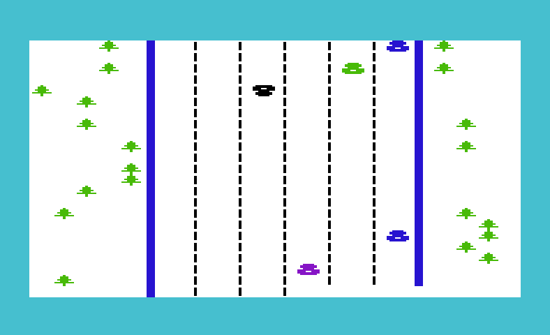 Dodge Cars Commodore VIC-20 Screenshot: Game start.