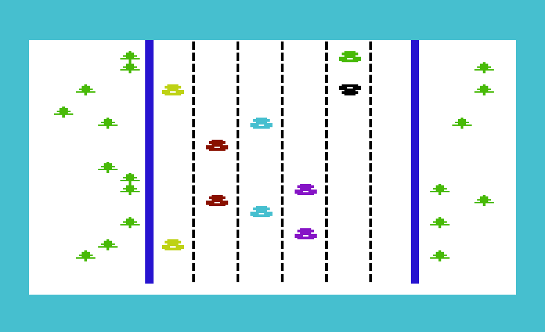 Dodge Cars Commodore VIC-20 Screenshot: The road is getting crowded...