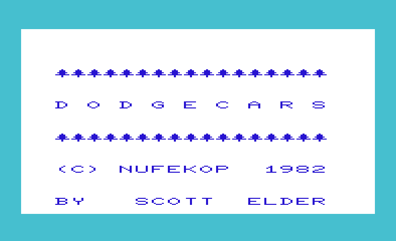 Dodge Cars Commodore VIC-20 Screenshot: Title screen.