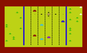 Dodge Cars for Commodore VIC-20 - Crash! The screen rapidly flashes different colors after a collision.