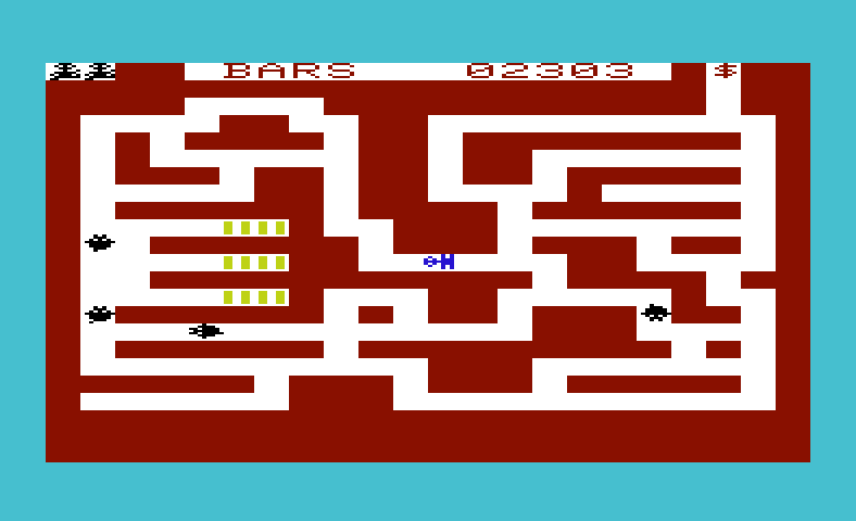 Raid on Fort Knox Commodore VIC-20 Screenshot: Each level features a different maze layout.