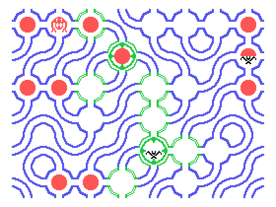 Hunt the Wumpus TI-99/4A Screenshot: You can optionally view the entire maze after you die.