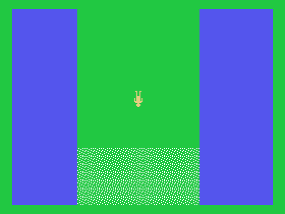 Hunt the Wumpus TI-99/4A Screenshot: Falling down a pit...