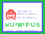 Hunt the Wumpus for TI-99/4A - Title screen.