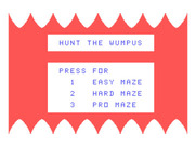 Hunt the Wumpus for TI-99/4A - Main menu.