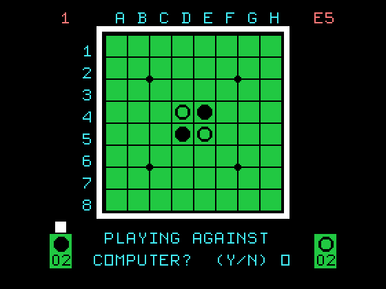 Othello TI-99/4A Screenshot: Do you wish to play against the computer?