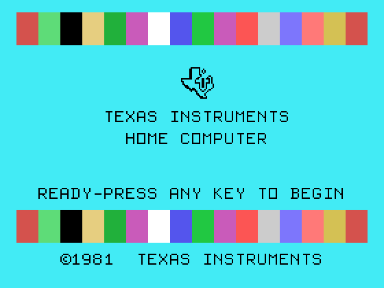 Othello TI-99/4A Screenshot: Texas Instruments logo.