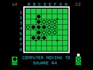 Othello for TI-99/4A - The computer is moving to square A4...