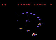 Gyruss for Atari 8-bit - A few new types of enemies appear as the game progresses.