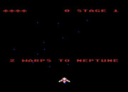 Gyruss for Atari 8-bit - The game begins with two warps to Neptune.