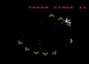 Gyruss for Atari 8-bit - Each chance stage has different formations.