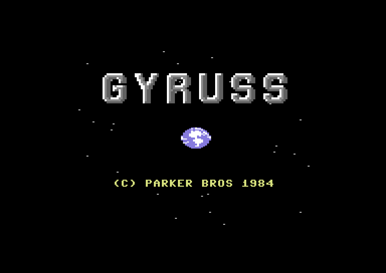 Gyruss Commodore 64 Screenshot: Title screen.