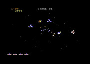 Gyruss for Commodore 64 - Shoot the satellite in the middle for double fire ability.